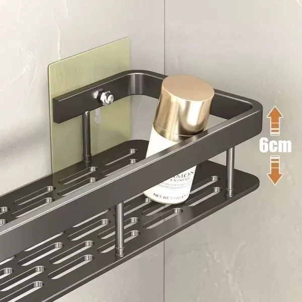 1/2/3pcs No Drill Wall Bathroom Shelf Aluminum Alloy Shampoo Rack Makeup Storage Organizer Shower Shelf Bathroom Accessories 4