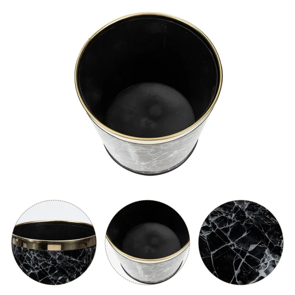 Marble Trash Can Wastebasket European Style Marbling Bin Garbage Plastic Storage 4