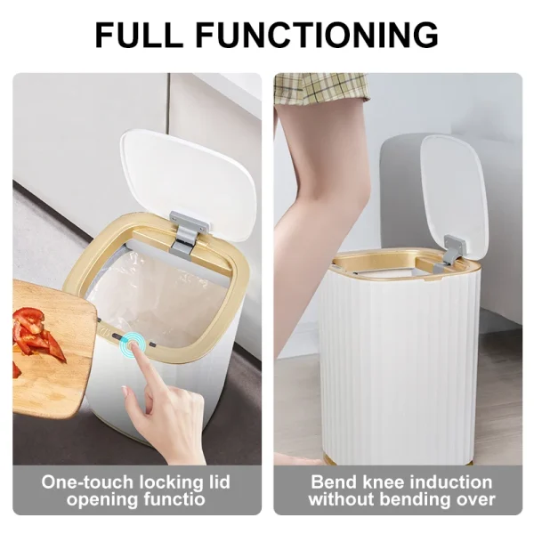 Smart Home Automatic Sensor Trash Can For Kitchen Bathroom Toilet Smart Trash Can Living Room Dustbin Wastebasket Waterproof Bin 2
