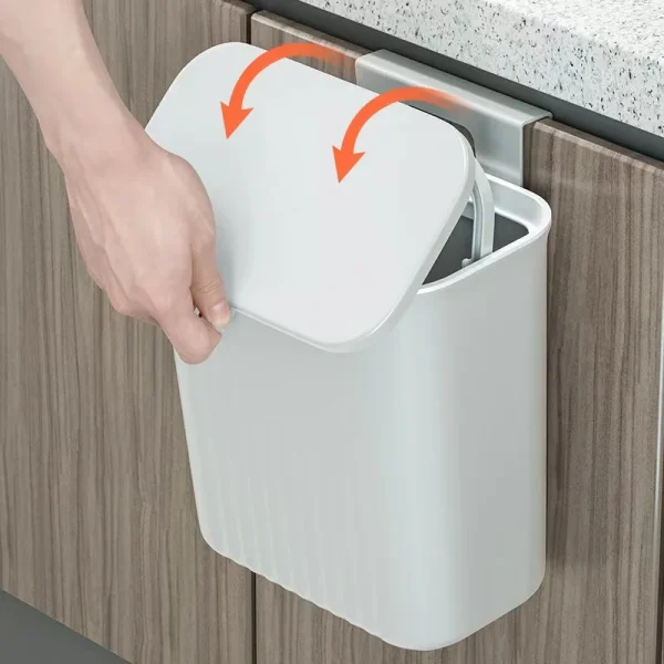 Wall Mounted Hanging Trash Bin Kitchen Trash Can Cabinet Door Bathroom Trash Can With Lid Garbage Bin Counter Bins Dustbin 4