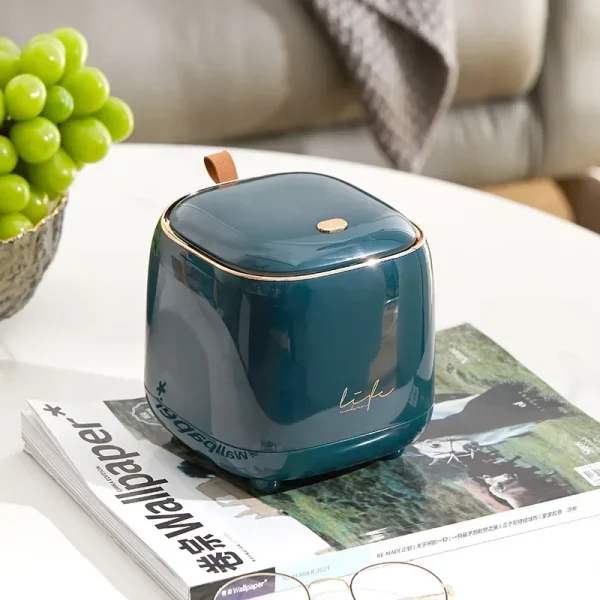 Luxury Press Touch Desktop Trash Bin ABS Double-Layer Coffee Table Pop-up Lid Waste Basket Compact Stylish Small Garbage Can 6