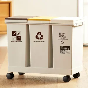 2060L Trash Can Kitchen Sorting Recycling Bin Push Type Wastebasket Dry  Wet Separation with Wheel Large Household 1