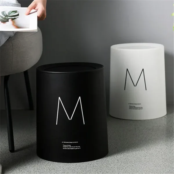 8L Nordic Simple Plastic Trash Can Office Bathroom Kitchen Trash Bin Living Room Bedroom Garbage Household Waste Bin With Lid 2