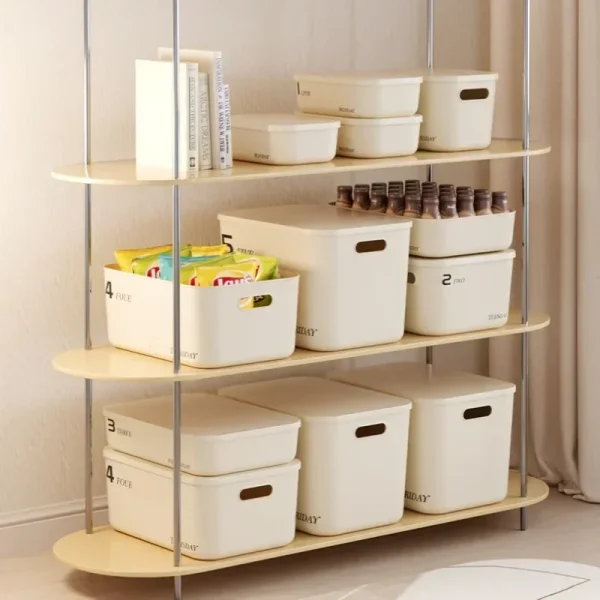 Stackable Storage Box with Lid Dustproof Cosmetics Clothing Grocery Storage Trunk Snack Storage Container Toy Storage Bin Basket 3
