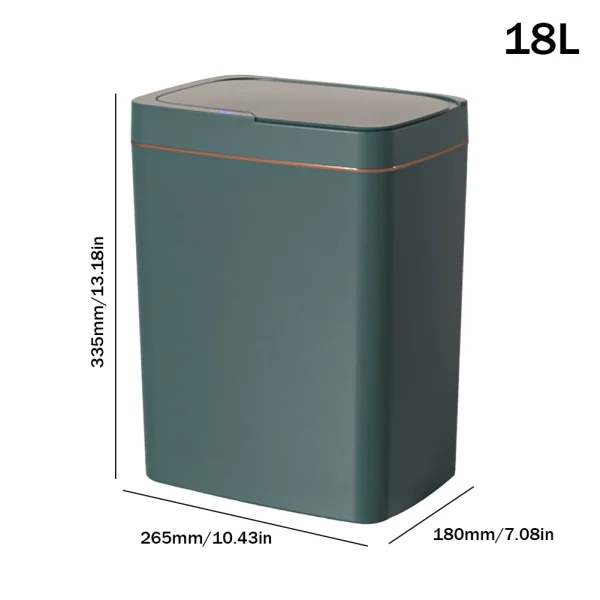 15L/18L Smart Sensor Trash Can Automatic Kicking Green White Garbage Bin for Kitchen Bathroom Home Waterproof Electric Waste Bin 6