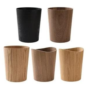 Creative Storage Wooden Trash Can Home Bucket Garbage Bin Hotel Living Room Office Wastebasket Cans Nordic Recycling Bin 1