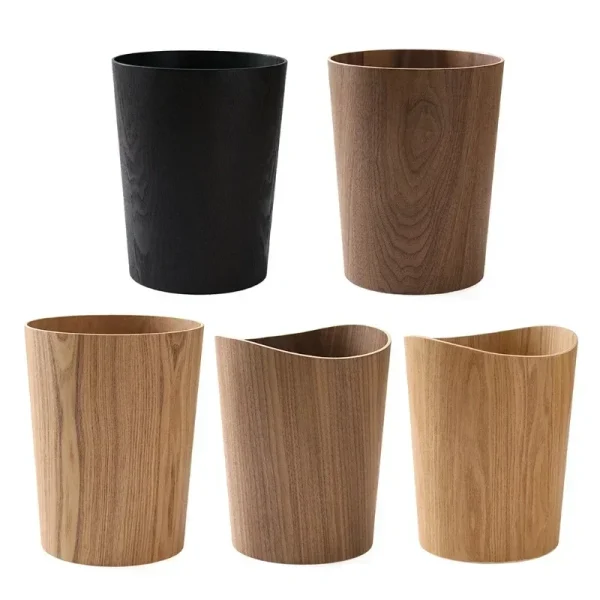 Creative Storage Wooden Trash Can Home Bucket Garbage Bin Hotel Living Room Office Wastebasket Cans Nordic Recycling Bin 1