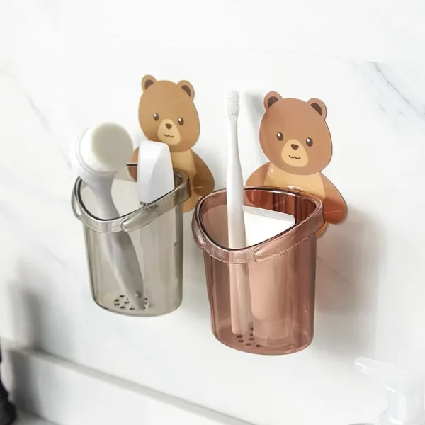 Home Bathroom Accessories Set Toothbrush Holder Toothpaste Storage Rack Wall Mount Toothbrush Cup Rack Toothbrush Stand Child 4