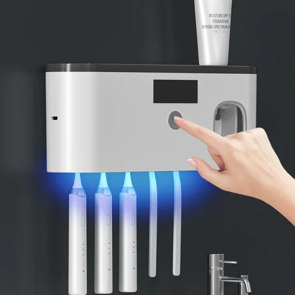 Electric Toothbrush UV Sterilization Drying Holder Wall Mounted Toothpaste Squeezer for Bathroom Organizer Accessories Set 6