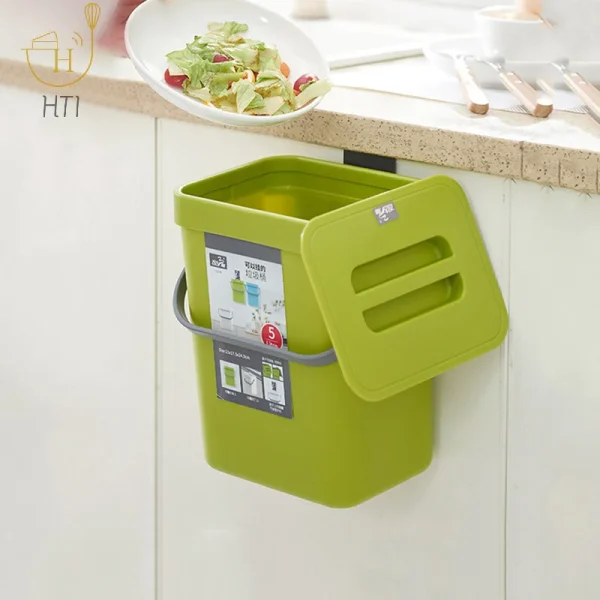 3L Eco-Friendly Sealed Bin Space Saving Quiet Close Trash Can For Kitchen & Office Wall Mounted Garbage Bin 3
