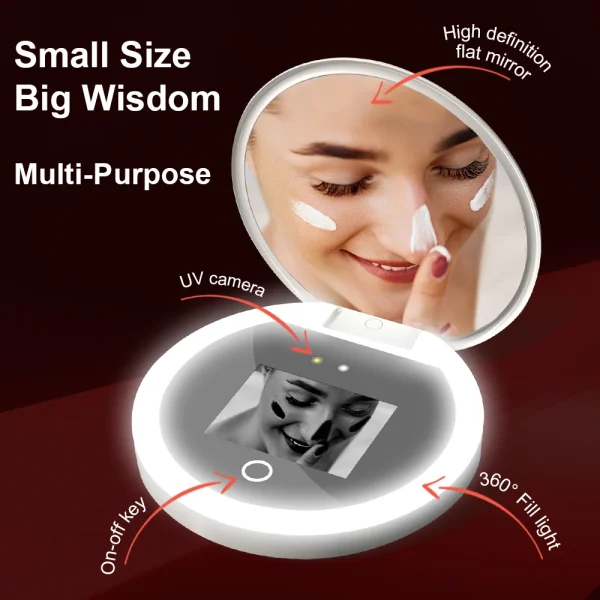 Smart Sunscreen Led Light Portable Makeup Mirror Uv Camera Visual Face Sunscreen Makeup Mirror 2