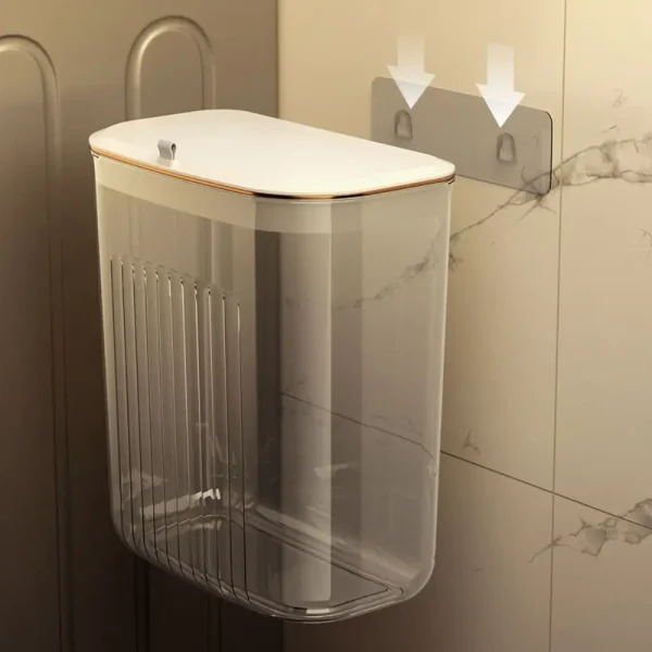 7/9L Hot with Lid Hanging Trash Can Wall-Mounted Small Kitchen Compost Bin Under Sink Trash Can for Cupboard Bathroom Office 1