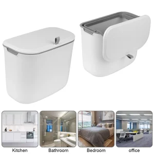 Wall Mounted Kitchen Cabinet Door Dustbin 7L Garbage Cans For Kitchens Hanging Trashs Can With Lid Waste Bin Counter Bins 1