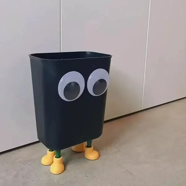 Whimsical Footed Trash Bin with Oversized Eyes - Perfect for Home, Office, or Kitchen! 3