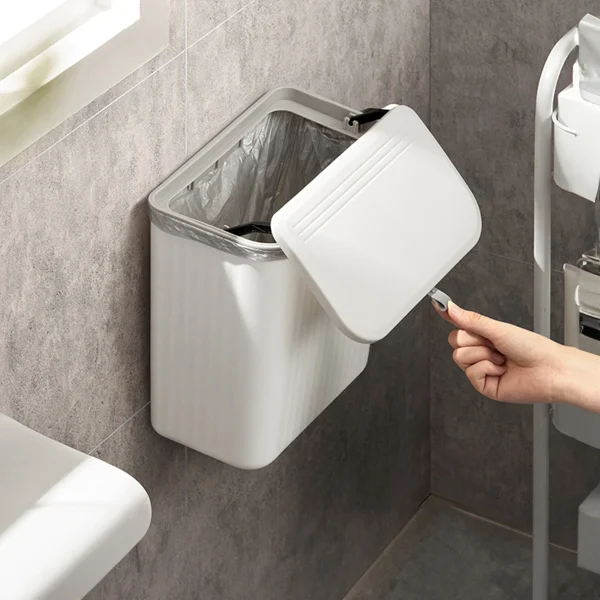 Kitchen Wall-mounted Trash Can, Household Kitchen Waste Storage Bin, Toilet Hanging Toilet Paper Storage Bucket 2