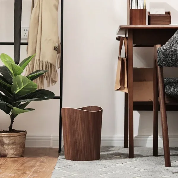 Creative Storage Wooden Trash Can Home Bucket Garbage Bin Hotel Living Room Office Wastebasket Cans Nordic Recycling Bin 2