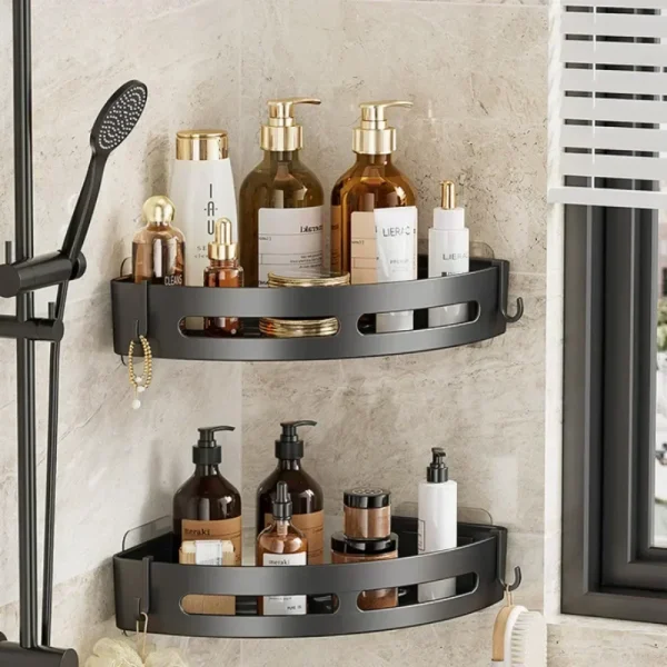 3/2/1pcs Bathroom Shampoo Holder Adhensive Shower Caddy Shelves Storage No Drill Shelf Corner Towel Holder Shelves for Bathroom 1