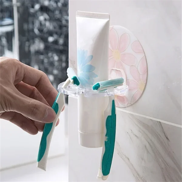 New Style Plastic Toothbrush Holder Toothpaste Storage Rack Toothbrush Dispenser Toothbrush Holder Wall Bathroom Accessories 5