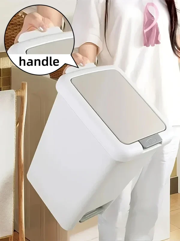 Plastic Foot Pedal Double Opening Trash Can for Use in Bathroom, Kitchen, Living Room, Dorm, Office Trash Bin， 5