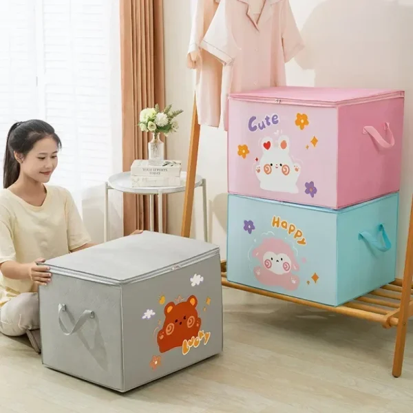 Cube Folding Toys Storage Box Kids Toys Organizer Box Felt Cloth Fabric Storage Basket for Cartoon Animal Nursery Toy Bins 2