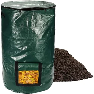 1 Pack, 34 Gallon Compost Bin Bag, With Sunroof, Zippered Lid And Handle, Reusable Yard Garbage Bag, Yard Garbage Bag, Lawn Bag, 1