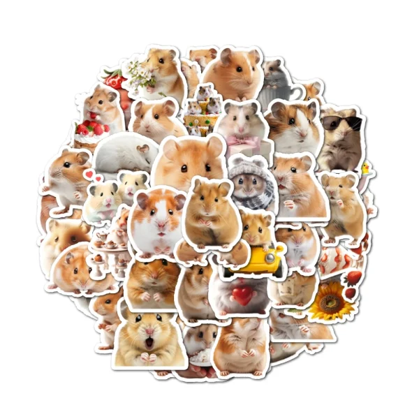 48pcs Party small gifts, small hamster stickers can be used for wall tabletop cups and other decorations, party small stickers 2