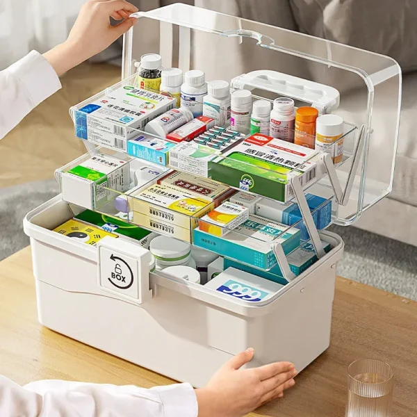 Large Capacity Medicine Storage Bins Home Medicine Box Multi Layer Classification Medicine Box Portable First Aid Medical Kit 2