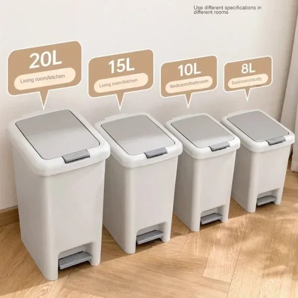 Luxury Pedal Trash Can for Kitchen and Bathroom Waterproof Wastebasket Large Capacity Garba Bin Modern Accessories 8 L 10 L  20L 6