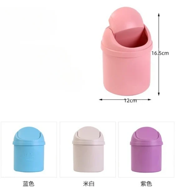 Mini Desktop Bin Small Trash Can Tube with Cover Bedroom Trash Garbage Can Clean Workspace Kitchen Storage Box Home Desk Dustbin 4