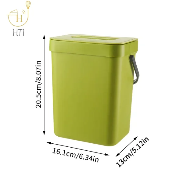 3L Eco-Friendly Sealed Bin Space Saving Quiet Close Trash Can For Kitchen & Office Wall Mounted Garbage Bin 6