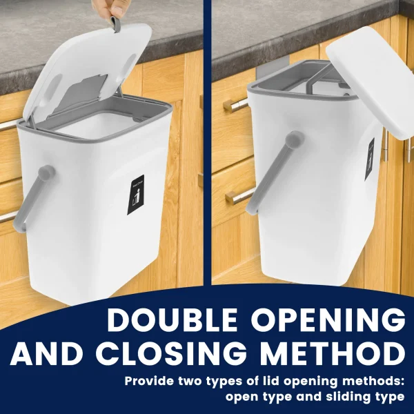 9L Wall Mounted Trash Can Kitchen Food Garbage Bin Cabinet Under Hanging Large Capacity Flip Type Sink Bathroom Waste Bin 4