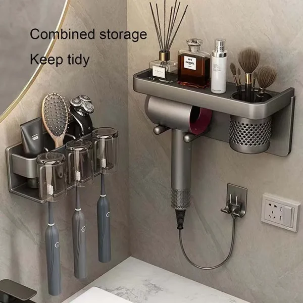 Toothbrushes Holder Wall Mounted Toothpaste Dispenser Electric Toothbrush Holder Storage Bathroom Accessories Bathroom Organizer 3