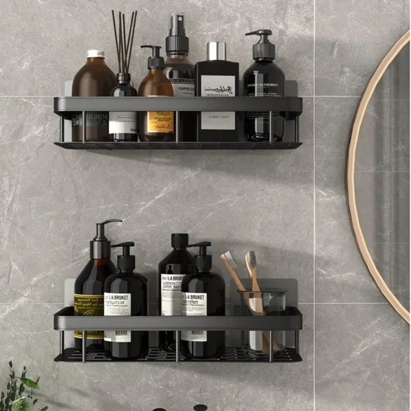 Bathroom Shelf Makeup Storage Organizer Aluminum Alloy Shampoo Rack Shower Shelf Bathroom Accessories No Drill Wall Shelf 5