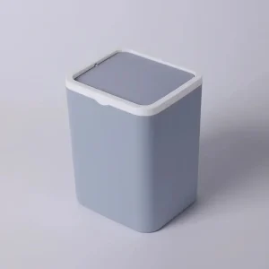 1pc Mini Square Storage Bin With Lid, Plastic Desktop Trash Can, Compact Home Desk Wastebasket With Flip Top, Small Garbage Cont 1