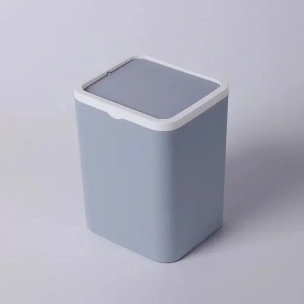 1pc Mini Square Storage Bin With Lid, Plastic Desktop Trash Can, Compact Home Desk Wastebasket With Flip Top, Small Garbage Cont 1