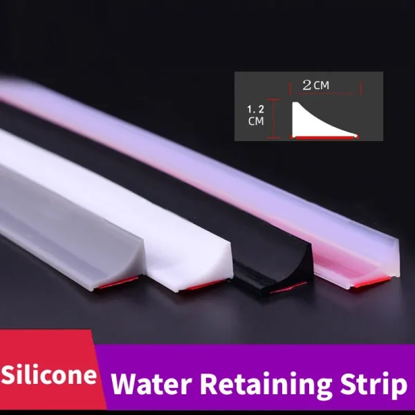 Kitchen Water Retaining Strip Silicone Self-adhesive Door Seal Retaining Strip Separation Shower Dam Barrier Bathroom Accessory 1