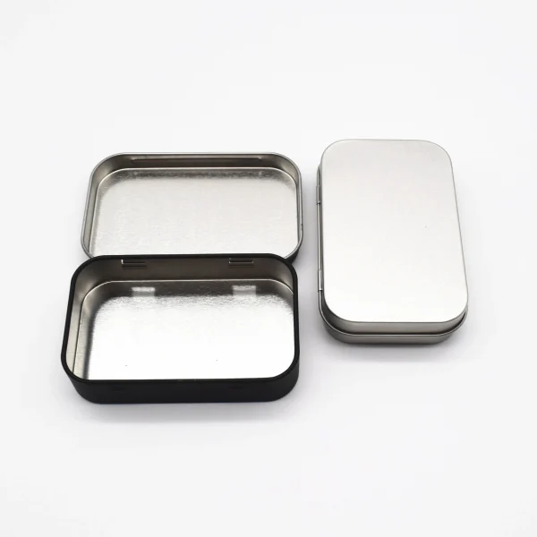 Metal Rectangular Empty Mini Tin Box Tinplate Push Candy Pill Cases Bins Jar Hinged Containers Small Organizer Storage Box 2