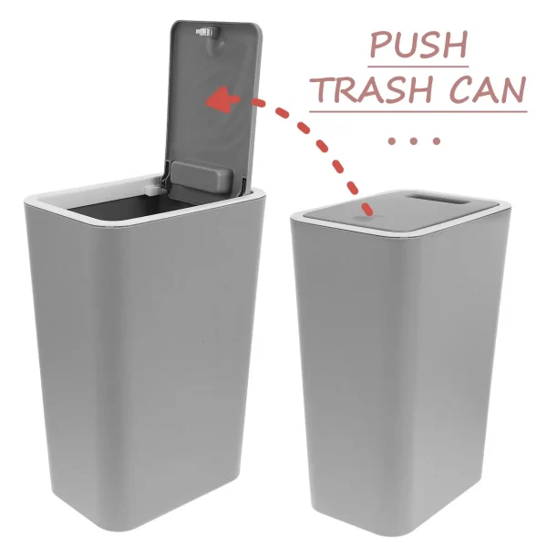 Pocket Push Trash Can Office Bins Bedroom Pp Garbage with Lid Bathroom Waste Baskets 3