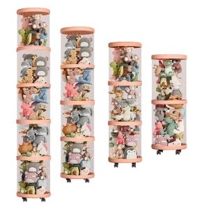 Doll Storage Bucket Children's Plush Toys Storage Tube Transparent Moistureproof Organization Bins Home Foldable Organizer Box 1