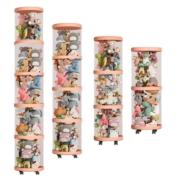 Doll Storage Bucket Children's Plush Toys Storage Tube Transparent Moistureproof Organization Bins Home Foldable Organizer Box 1