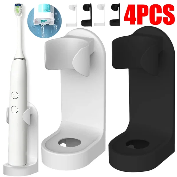 Wall-Mounted Electric Toothbrush Holder Plastic Tooth Brush Rack Razor Hook Storage Shelf Space Saving Home Bathroom Accessories 1
