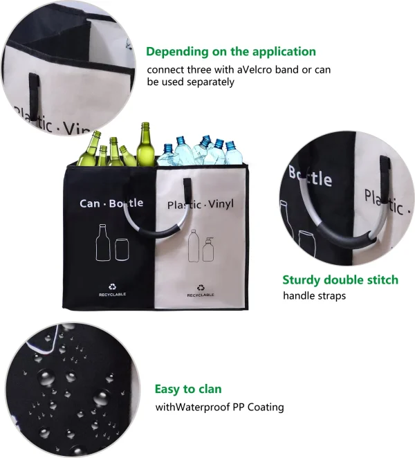 Collector Bins with 2 Compartments 81L Recycling Bins Odor-Resistant Recycle Bin Indoor Bottle Hamper for Home and Kitchen 6