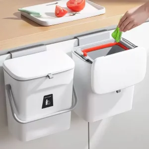 9L Wall Mounted Trash Can Kitchen Food Garbage Bin Cabinet Under Hanging Large Capacity Flip Type Sink Bathroom Waste Bin 1