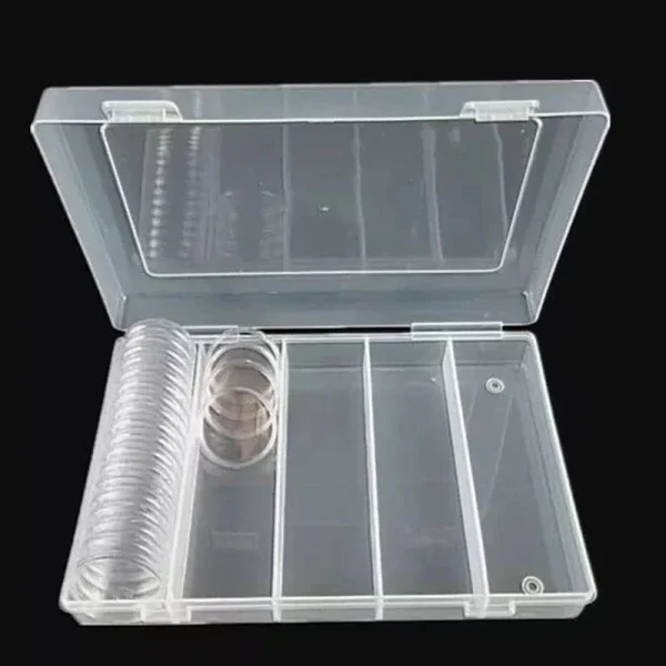 Home Storage Organization 27/30MM Clear Round Coin Cases Capsules Container Holder Storage Box Plastic For Storing Coins Bins 4