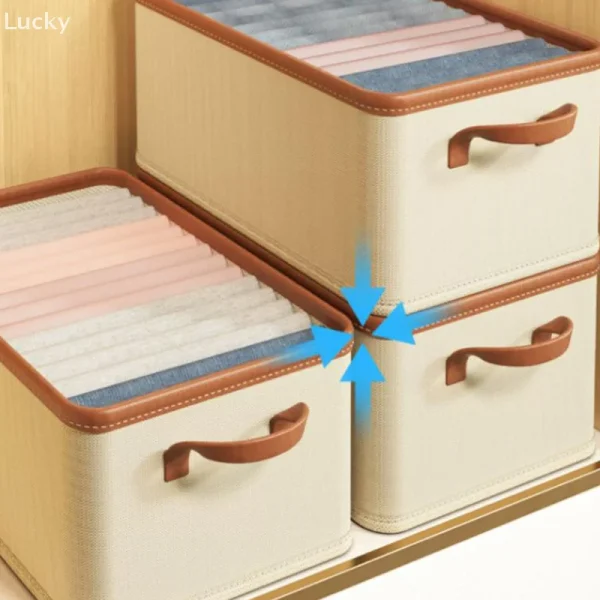 Clothing Storage Bins For Closet With PU Handles Foldable Drawer Clothes Organizer For Organizing Wardrobe 4