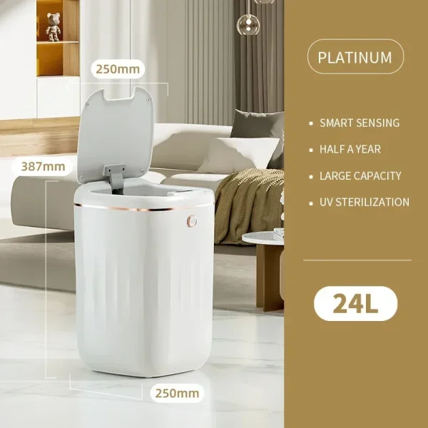 20/22/24L Smart Trash Can Induction Trash Can Large Capacity Kitchen Bathroom Trash Can Waste Bins Automatic Sensor Dustbin 6