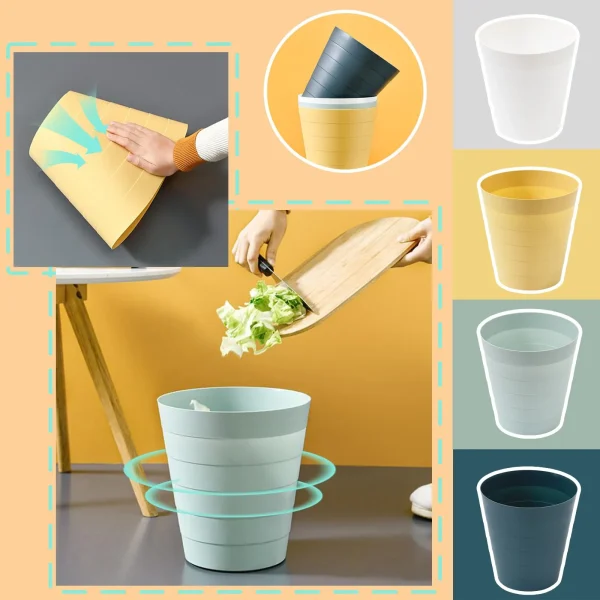 6L Small Waste Bin Desktop Garbage Trash Can Plastic Home Office Table Trash Can Dustbin Basket Household Sundries Barrel Box Y 4
