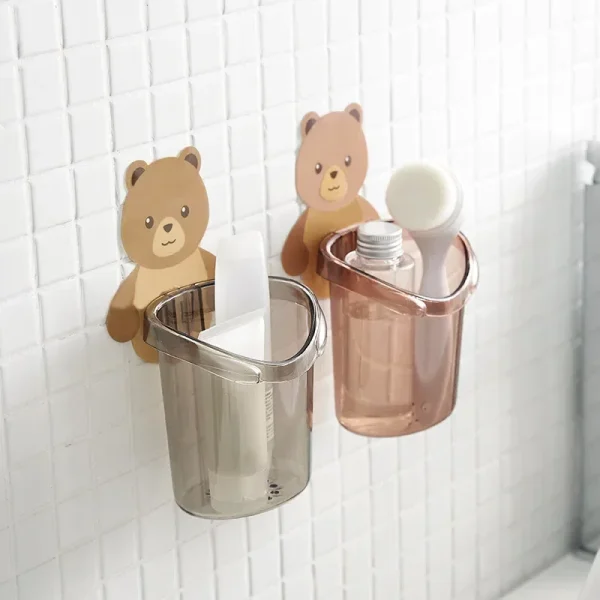Home Bathroom Accessories Set Toothbrush Holder Toothpaste Storage Rack Wall Mount Toothbrush Cup Rack Toothbrush Stand Child 3