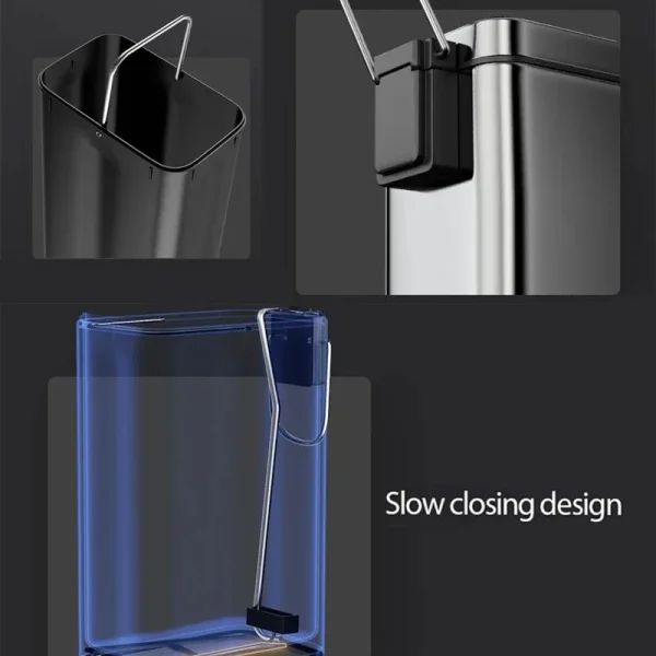 Stainless Steel Step Trash 5L Rubbish Bin For Kitchen And Bathroom Silent Trash Can Home Waterproof Waste Bin 4