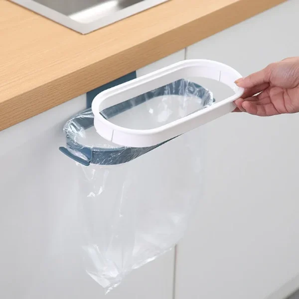 Garbage Bag Holder Kitchen Cabinet Door Basket Hanging Trash Can Waste Bin Garbage Rack Tool Storage Holder Kitchen Organizer 5